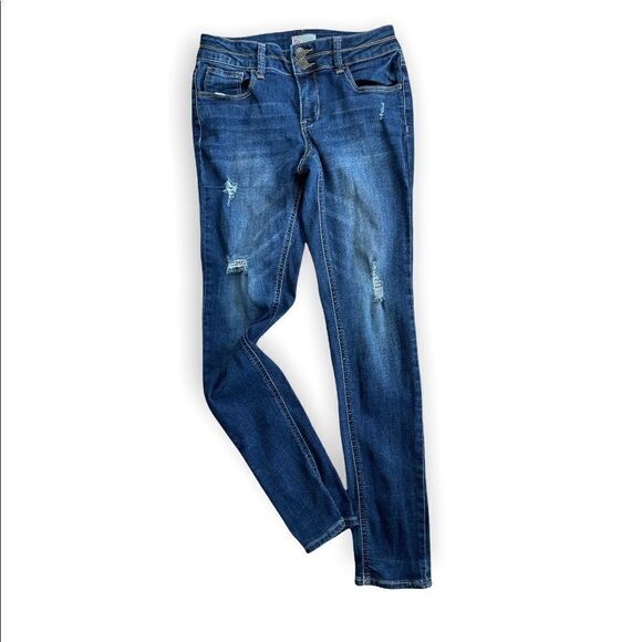 Girls Kohls So Double Button Distressed Surplice Denim Jean Leggings - Sz 14 - Picture 1 of 2